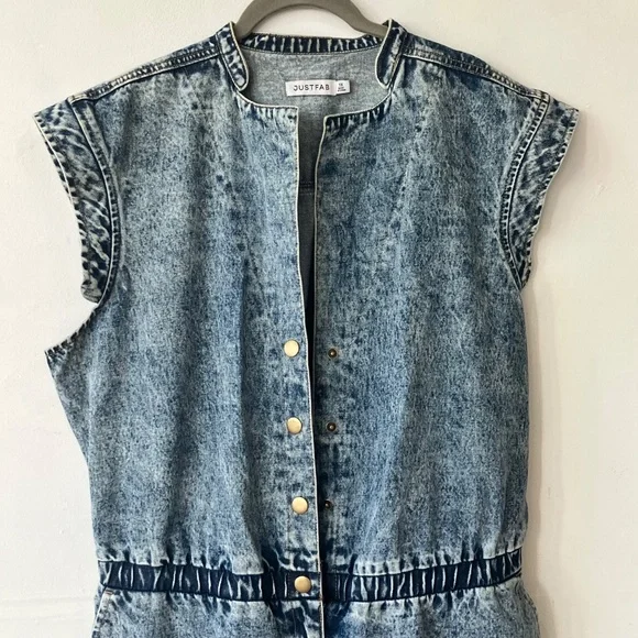 JustFab Acid Wash Jumpsuit - Picture 8 of 14